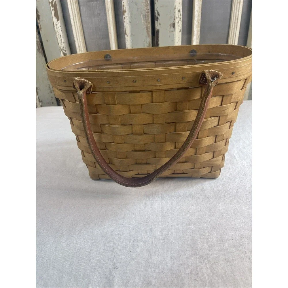 Longaberger 2003 Medium Boardwalk Basket Tote Purse w/ Protector Signed